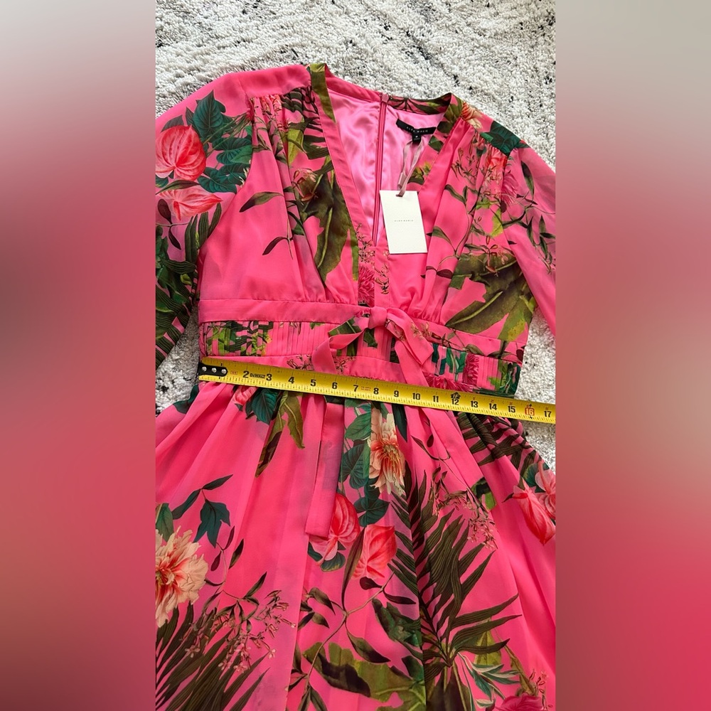 Alex Marie Vibrant Pink Floral Long Sleeve Dress - Picture 4 of 16